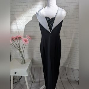 Tonight Elegant Black and White Evening Dress